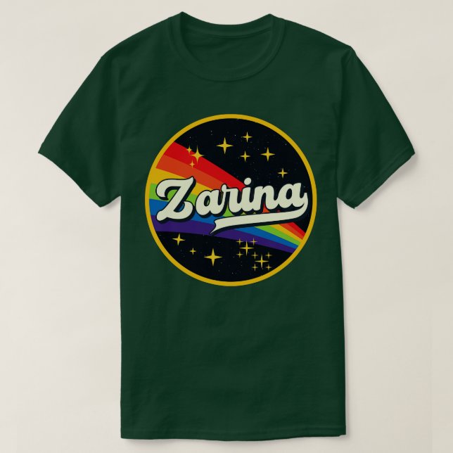 T-shirt Zarina Arc En Ciel Dans L'Espace Style Vintage (Design devant)