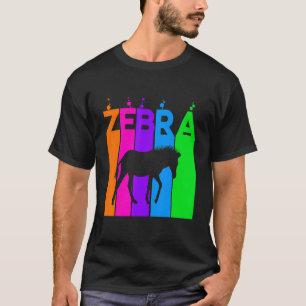 T-shirt Zebra Animal Rainbow Bubble Avec Silhouette
