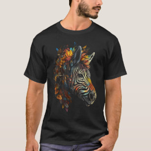 T-shirt Zebra Autumn Feuilles d'art coloré zoo animal Zebr
