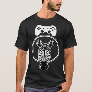 T-shirt Zebra Gamer Controller Graphic For Gamer Kids