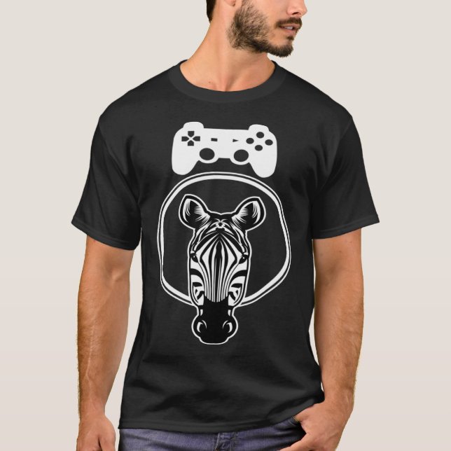 T-shirt Zebra Gamer Controller Graphic For Gamer Kids (Devant)