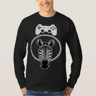 T-shirt Zebra Gamer Controller Graphic For Gamer Kids