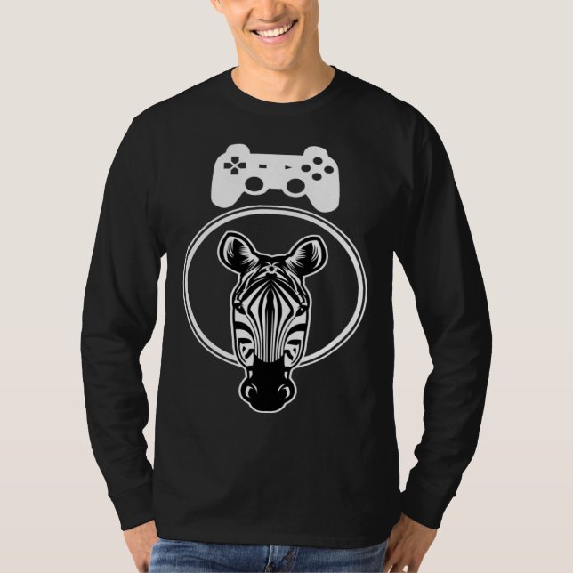 T-shirt Zebra Gamer Controller Graphic For Gamer Kids (Devant)