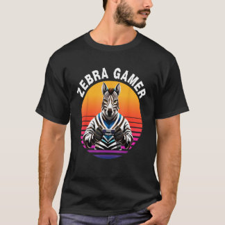 T-shirt Zebra Gamer Design Graphique Pour Gamer Kids