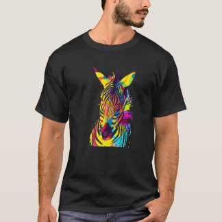 T-shirt Zebra Head Colorful Pop Art
