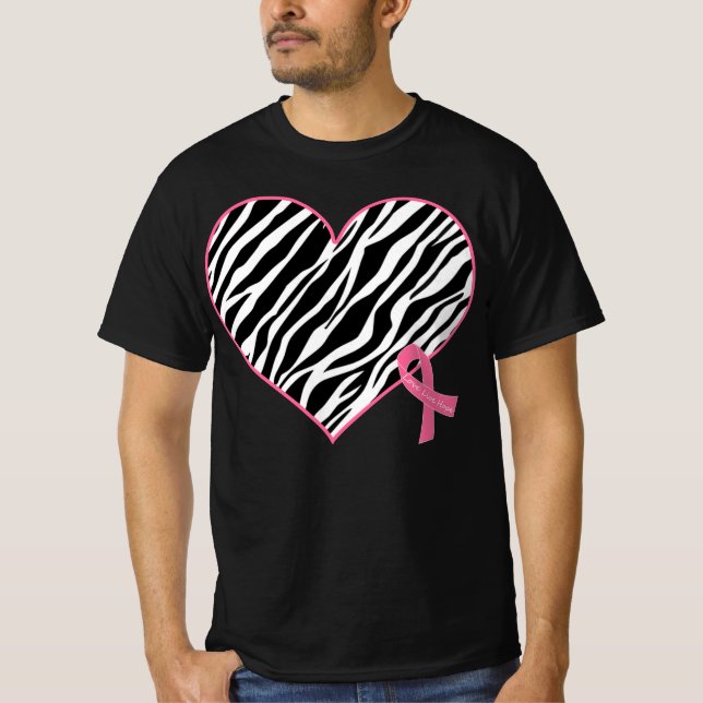 T-shirt Zebra Heart Ribbon Sensibilisation au cancer du se (Devant)