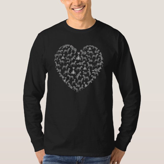 T-shirt Zebra Heart Zebra Hommes Femmes Enfants (Devant)