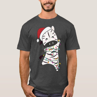 T-shirt Zebra Joyeux Animaux de Noël Fée Lumières Zèbres