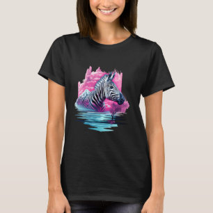 T-shirt Zebra Nature Portrait coloré Oeuvre d'art Faune et
