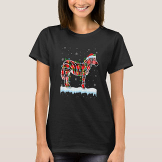 T-shirt Zebra Noël Santa Chapeau mignonne Animaux Noël Lum