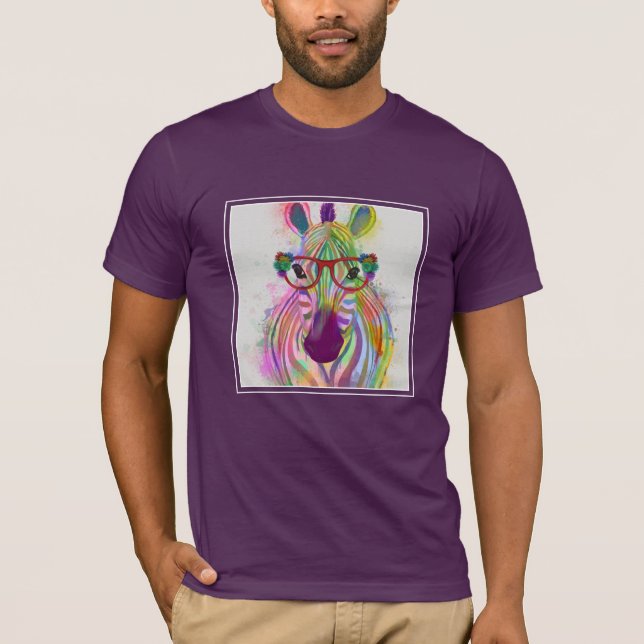 T-shirt Zebra Rainbow Splash (Devant)