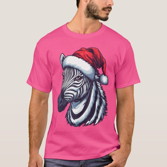 T-shirt Zebra Santa Hat Funny Xmas Zebra Lovers Christmas  (Devant)