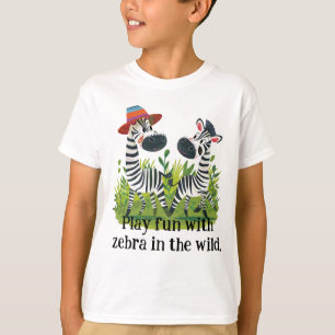 T-shirt Zebra Twins in in the Wild et nom personnalisé