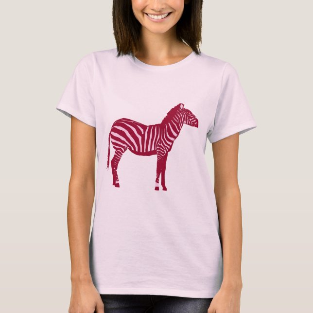 T-shirt Zèbre - Bourgogne et rose (Devant)