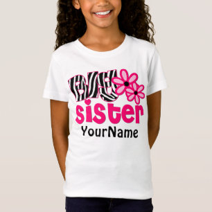 T-Shirt Zèbre de grande soeur floral
