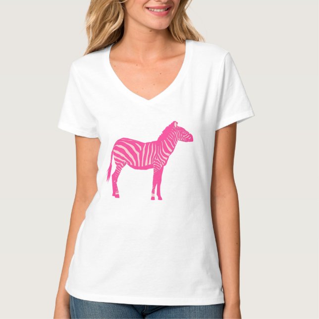 T-shirt Zèbre - Fuchsia et rose clair (Devant)