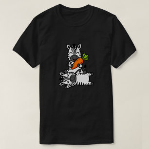 T-shirt Zèbre Mignon et Heureux avec Carotte Dessin Animé