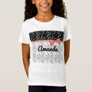 T-Shirt Zèbre peau noir blanc tigre rayures de cuir rose
