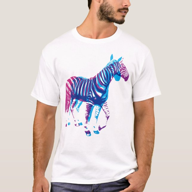 T-shirt Zèbres - bleu et pourpre (Devant)