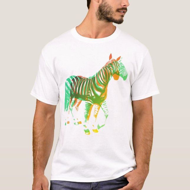 T-shirt Zèbres - vert et orange (Devant)