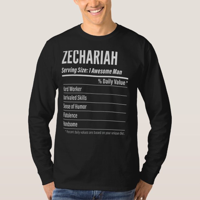 T-shirt Zechariah Taille du service Nutrition Étiquette Ca (Devant)