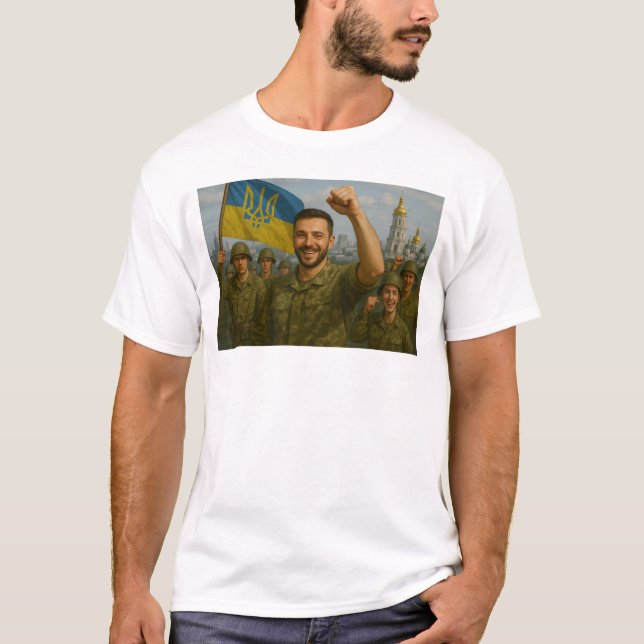 T-shirt Zelensky à Kiev avec les défenseurs ukrainiens (Devant)