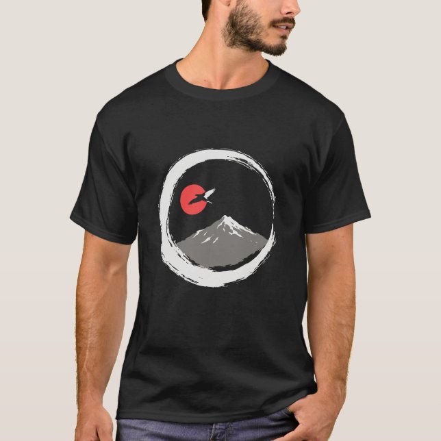 T-shirt Zen Enso Moon Mountain Japanese Tee (Devant)
