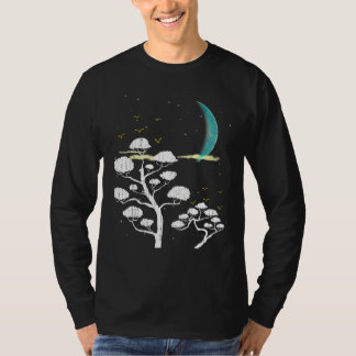T-shirt Zen Gardening Moon Stars Culture japonaise Bonsai 