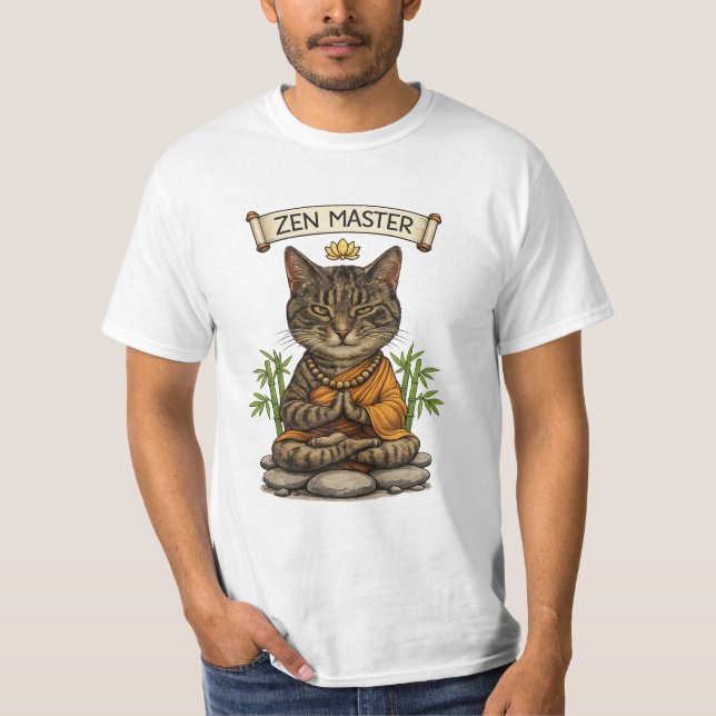 T-shirt Zen Master Cat Funny Chill Gray Tabby Cat Gift  (Devant)