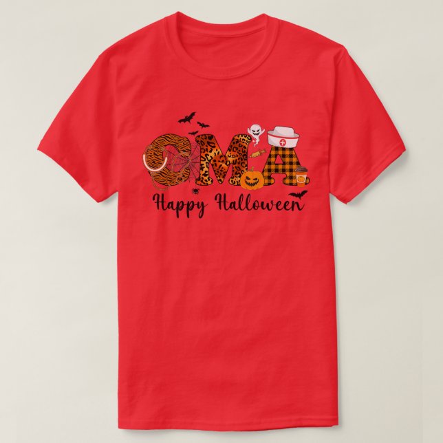 T-shirt zERl Leopard CMA Nurse Happy Halloween Vibes Pumpk (Design devant)