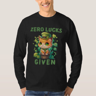 T-shirt Zero Lucks Given  Cute Cat St Patricks Day Party W