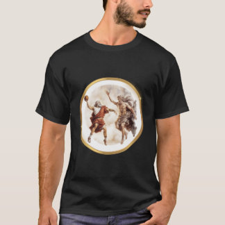 T-shirt Zeus God Et Ares Jouent Au Basket-Ball Au Ciel