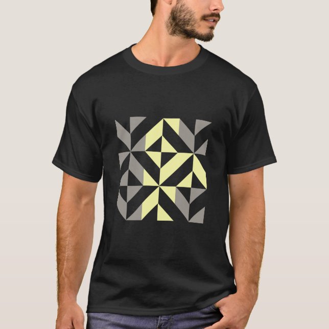 T-shirt ZigZag géométrique jaune et argent (Devant)