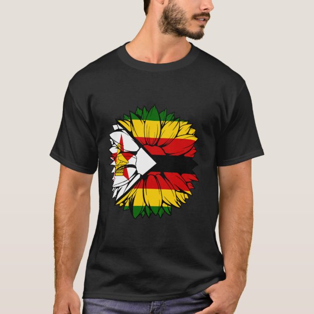 T-shirt Zimbabwe Flag Sunflower Zimbabwean Roots Zimbabwea (Devant)