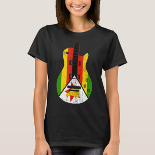 T-shirt Zimbabwe Guitare Drapeau Musicien Vintage