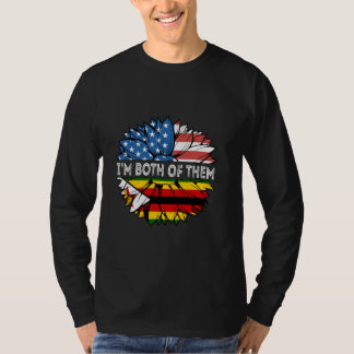 T-shirt Zimbabwe Je suis les deux États-Unis tournesol Zim