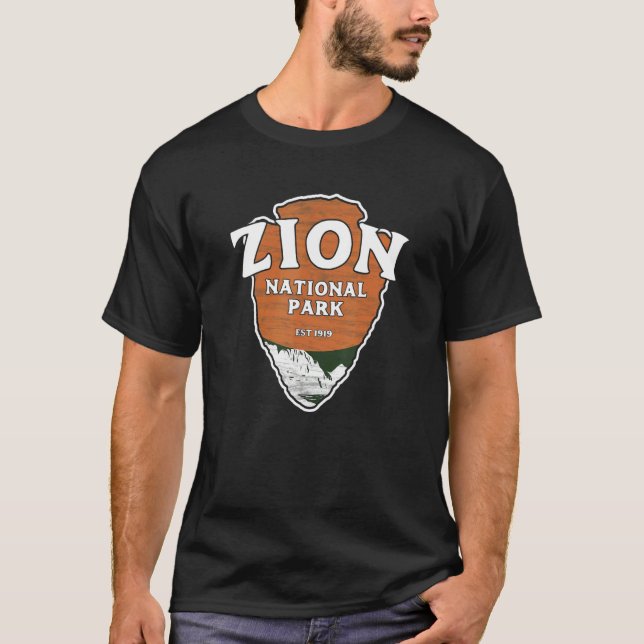 T-shirt Zion National Park Classic Style Arrowhead Sign (Devant)