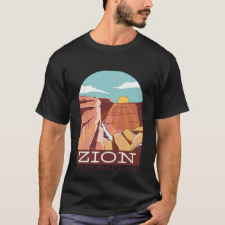 T-shirt Zion National Park USA Skyline Silhouette Outline