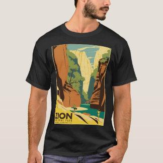 T-shirt Zion The Narrows Parc National Touriste Affiche Vi
