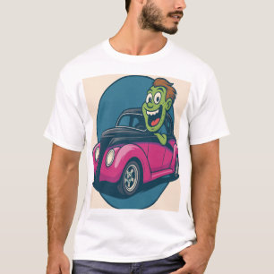T-shirt Zippeur Zombie : Monstre de dessin animé au volant