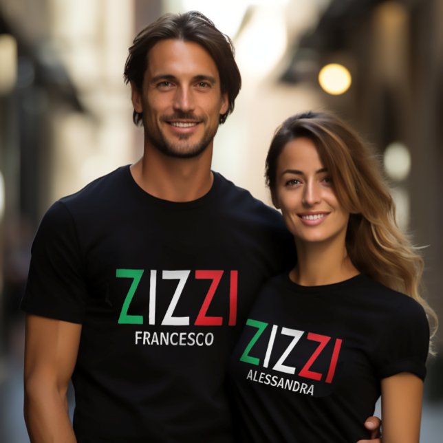 T-shirt Zizzi Tante Tante Oncle Italien Sicilien Affection (Zizzi (Italian term of affection for either "Aunt" or "Uncle")
Italian Flag Font Black Tee)