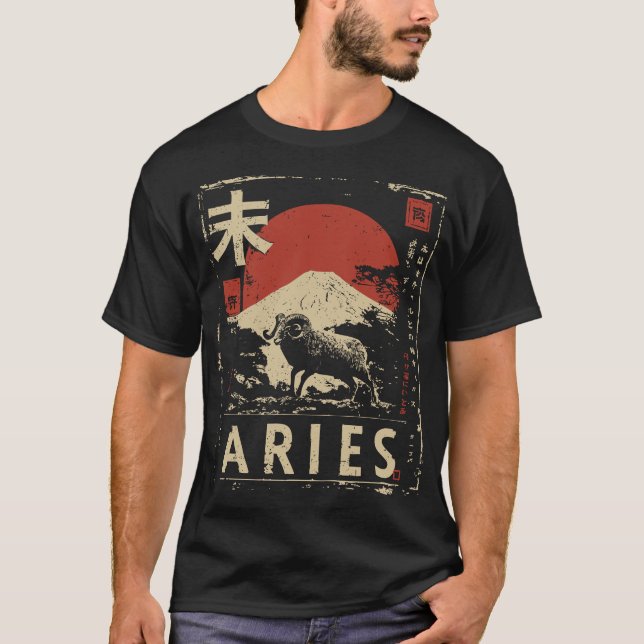 T-shirt Zodiac de style Ukiyo-e | Red Sun Ram (Devant)