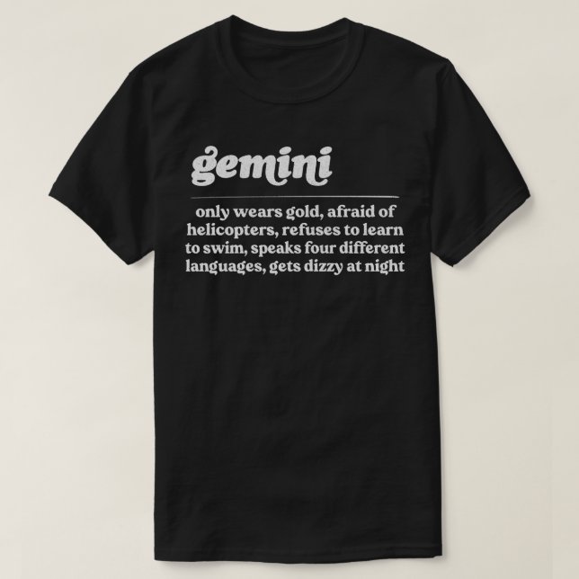 T-shirt Zodiac GeminiConception Cadeau Humoristique (Design devant)