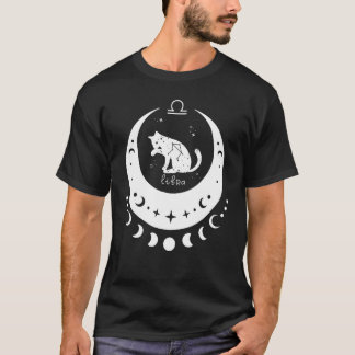 T-shirt Zodiac Libra Horoscope Astrology Sign Cat Crescent