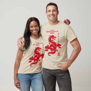 T-shirt Zodiac Royal Rouge Chinois Né Dans L'Année Du Drag