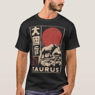 T-shirt Zodiaque japonais Taurus Red Sun Bull