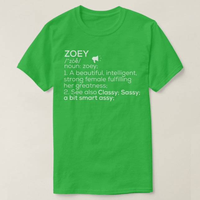 T-shirt Zoey Nom Zoey Définition Zoey Femme Nom Zoey Me (Design devant)