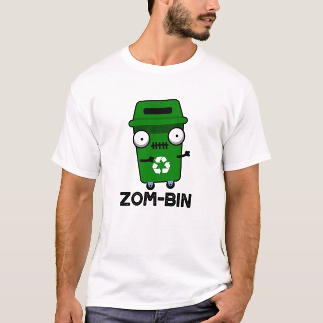 T-shirt Zom-bin Funny Halloween Zombie Trash Bin Pun (Devant)