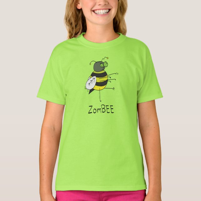 T-shirt ZomBEE Zombie Bee Girl's Kid (Devant)