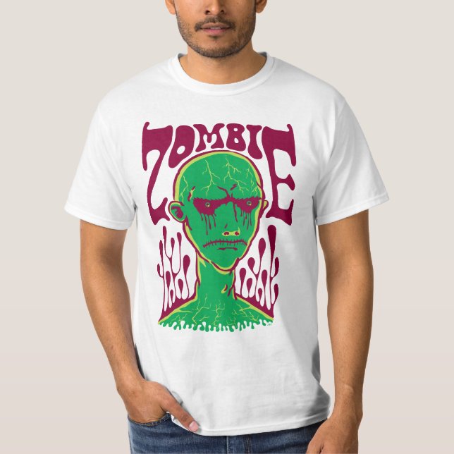 T-shirt Zombi-Inondé (vert de gaz de marais) (Devant)